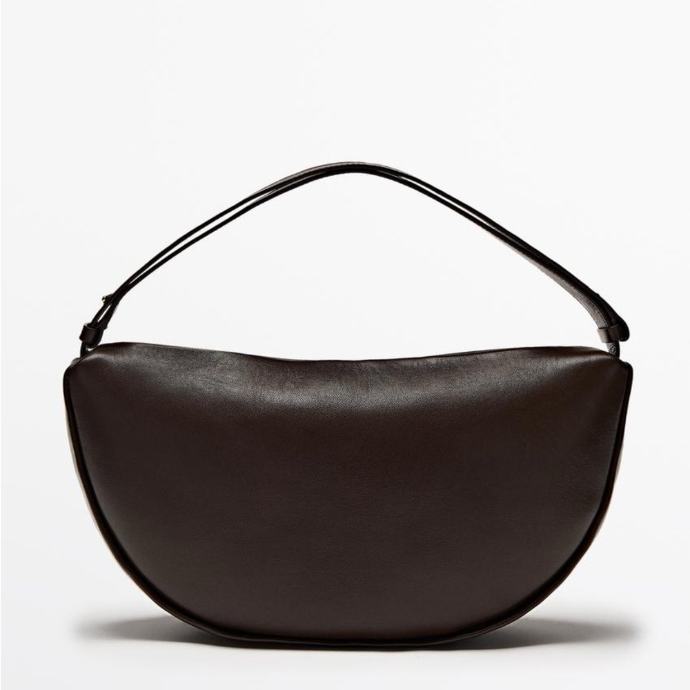 Massimo Dutti Dark Brown Leather Shoulder Bag